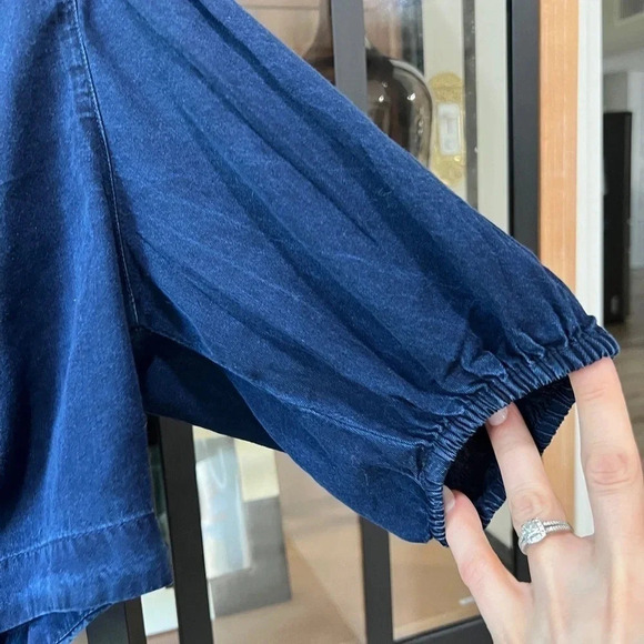 Mango Wrap Top Skirt Set Lyocell Chambray dark wash denim crop high waisted - Picture 7 of 12